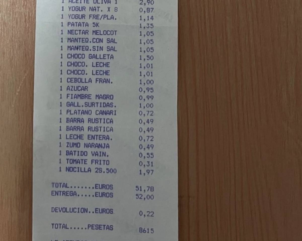 Ticket de compra de 2004: los precios de entonces